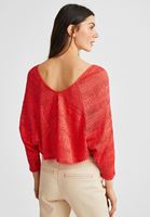 Bayan Kırmızı Dantel Görünümlü Bluz