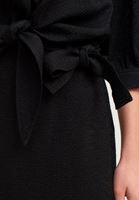 Bayan Siyah Romantik Balon Kollu Crop Gömlek