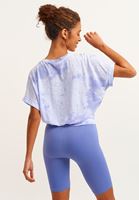 Bayan Mavi Batik Desenli Crop Tişört