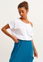 Bayan Beyaz Cut-Out Detaylı Crop Tişört