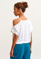 Bayan Beyaz Cut-Out Detaylı Crop Tişört