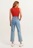 Bayan Mavi Pamuklu Straight-Fit Denim Pantolon