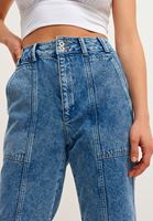 Bayan Mavi Pamuklu Straight-Fit Denim Pantolon