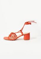 Bayan Turuncu Düğüm Detaylı Topuklu Ayakkabı