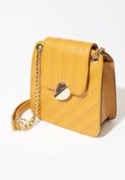 Bayan Sarı Zincirli Vegan Deri Kapitone Çanta
