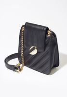 Bayan Siyah Zincirli Vegan Deri Kapitone Çanta