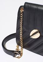 Bayan Siyah Zincirli Vegan Deri Kapitone Çanta