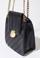 Bayan Siyah Zincirli Vegan Deri Kapitone Çanta