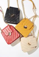 Bayan Siyah Zincirli Vegan Deri Kapitone Çanta