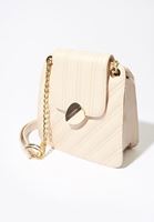 Bayan Açık Krem Zincirli Vegan Deri Kapitone Çanta