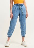 Bayan Mavi Pamuklu Denim Jogger Pantolon