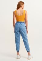 Bayan Mavi Pamuklu Denim Jogger Pantolon