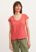 Bayan Pembe Pamuklu U-Neck Tişört