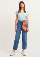 Bayan Mavi Pamuklu U-Neck Tişört