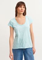 Bayan Mavi Pamuklu U-Neck Tişört