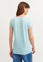 Bayan Mavi Pamuklu U-Neck Tişört