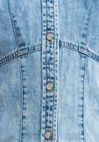 Bayan Mavi Pamuklu Denim Crop Bluz