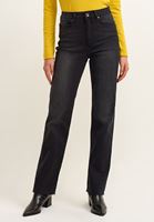 Bayan Siyah Long Straight-Fit Denim Pantolon
