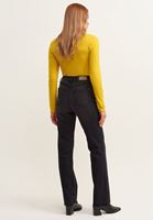 Bayan Siyah Long Straight-Fit Denim Pantolon