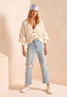Bayan Mavi Ultra Yüksek Bel Denim Pantolon