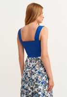 Bayan Lacivert Fiyonk Detaylı Crop Top