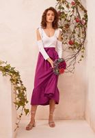 Bayan Mor Kuşaklı Midi Etek
