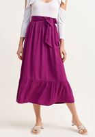 Bayan Mor Kuşaklı Midi Etek