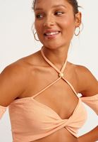 Bayan Turuncu Omzu Açık Crop Bluz