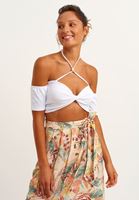 Women White Off The Shoulder Crop Top