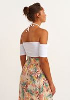 Women White Off The Shoulder Crop Top