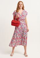 Bayan Çok Renkli Floral Desenli Crop Bluz