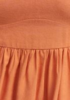 Bayan Turuncu Balon Kollu Mini Elbise 