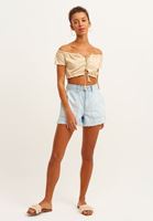 Bayan Kum Beji Bağcıklı Crop Tank Top