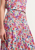 Bayan Çok Renkli Floral Desenli Midi Etek