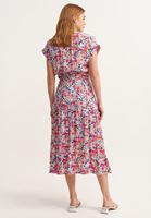 Bayan Çok Renkli Floral Desenli Midi Etek