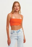 Bayan Turuncu Sırt Detaylı Crop Top