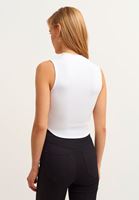 Bayan Beyaz Crop Kruvaze Atlet
