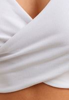 Bayan Beyaz Crop Kruvaze Atlet