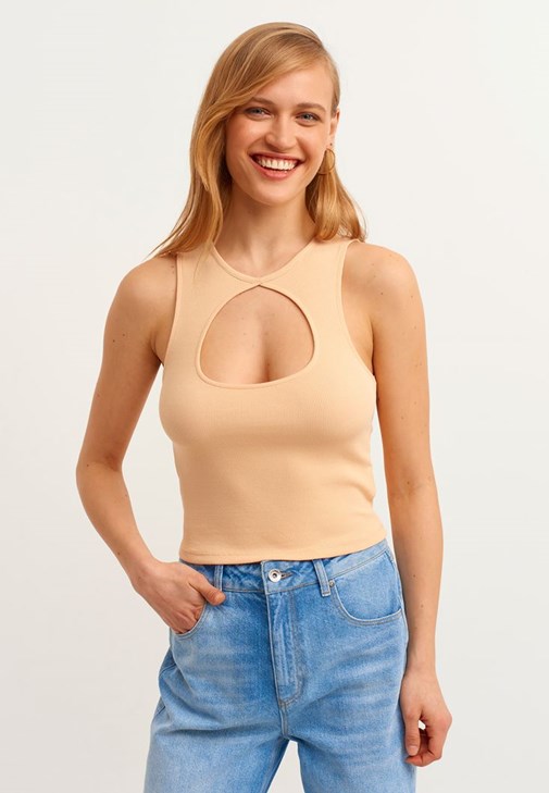 Turuncu Cut-Out Detaylı Askılı Atlet 