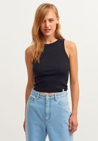 Bayan Siyah Halter-Neck Tank Top