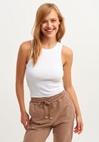 Halter-Neck Tank Top ve High-Rise Jogger Pantolon Kombini