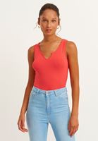 Bayan Kırmızı V-Neck Atlet