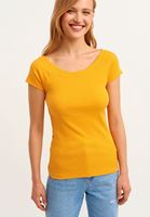 Bayan Turuncu Pamuklu Esnek Dokulu Tişört