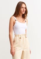 Bayan Beyaz Pamuklu Kare Yaka Atlet