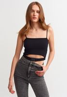 Toka Detaylı Crop Top Ve Skinny Denim Pantolon Kombini