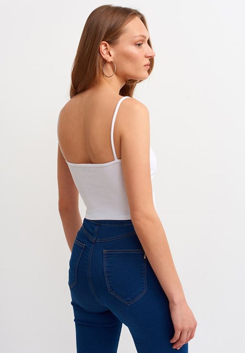 Toka Detaylı Crop Top Ve Denim Pantolon Kombini