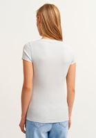 Bayan Gri Pamuklu U-Neck Tişört