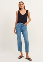 Bayan Siyah Dantel Detaylı Keten Atlet