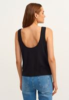 Bayan Siyah Dantel Detaylı Keten Atlet