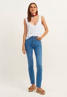 Bayan Beyaz Dantel Detaylı Keten Atlet